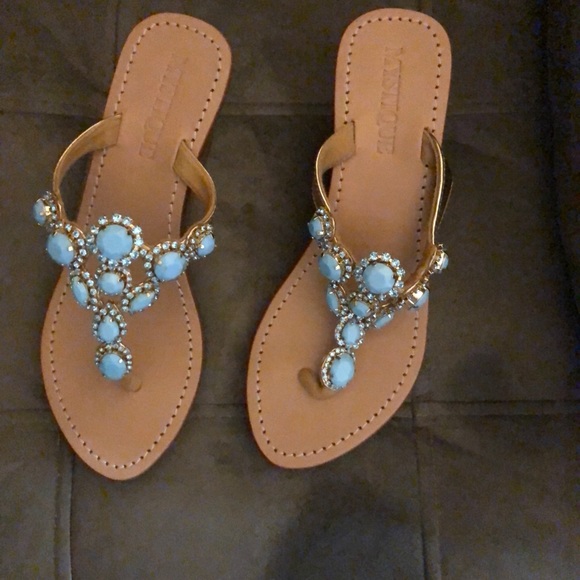 Shoes - Blue and diamond stud sandals - never worn